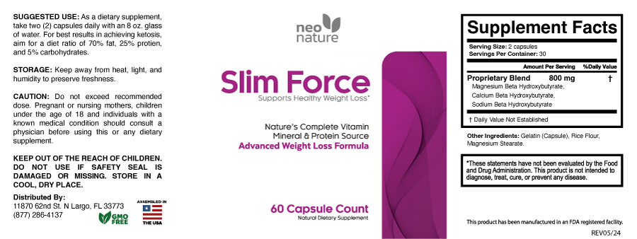 SlimForce Ingredients Supplement Facts Label